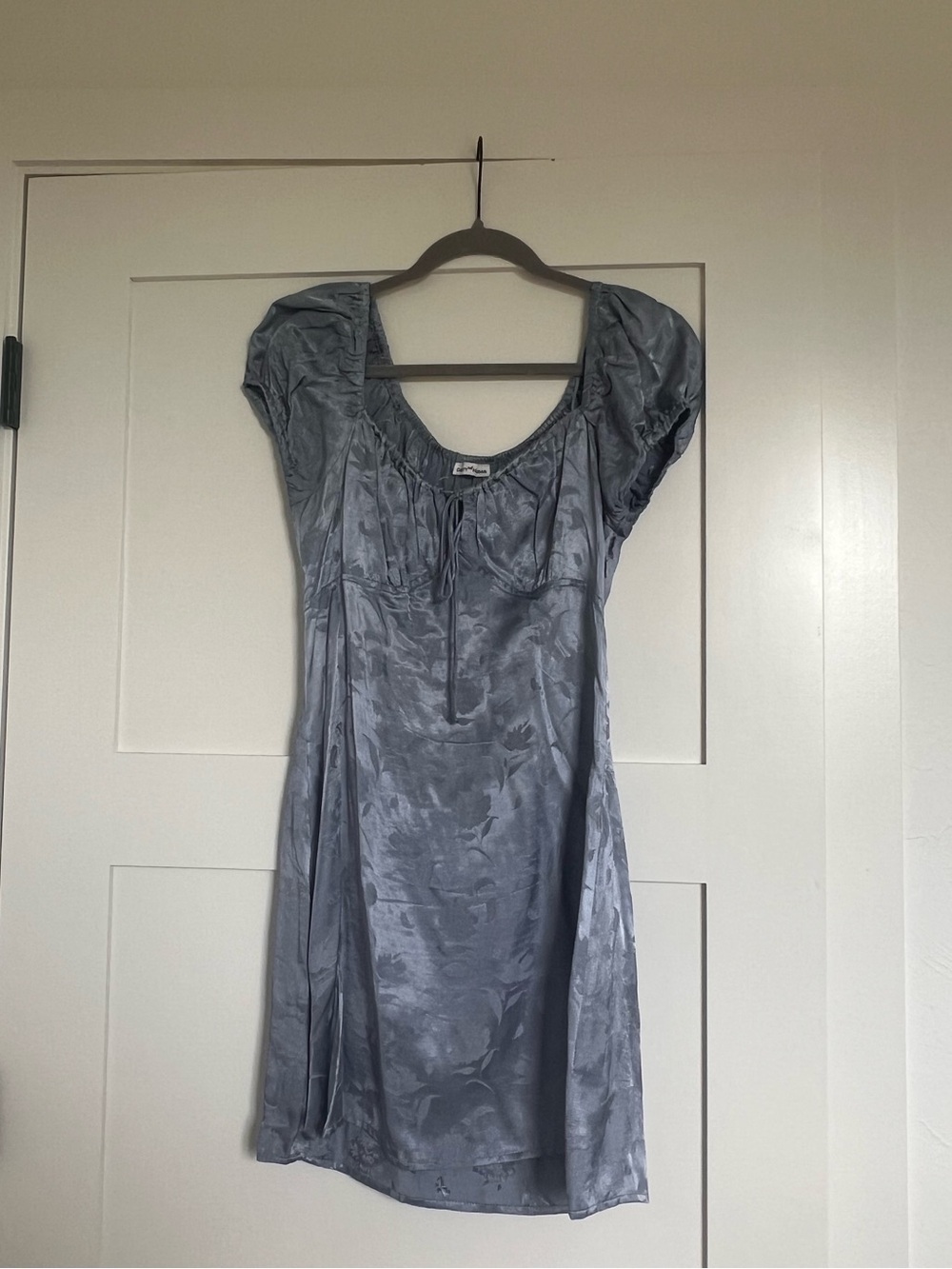 Satin Scoop-Neck Mini Dress